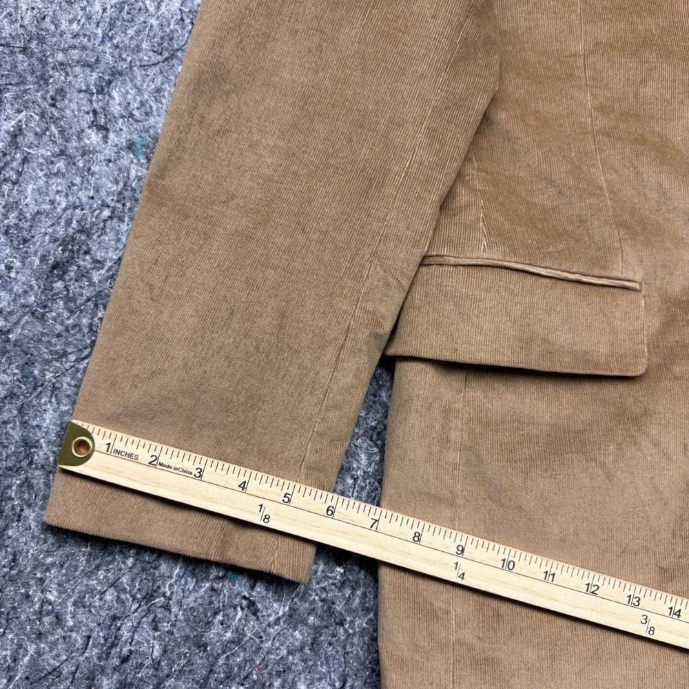 Stafford Mens Corduroy Blazer Tan Camel Elbow Patches Classic Fit Sport Coat